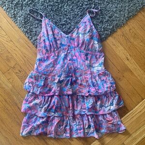 Wild Fable Fit & Flare Multi Floral Ruffle Layer Sleeveless Mini Dress Size L